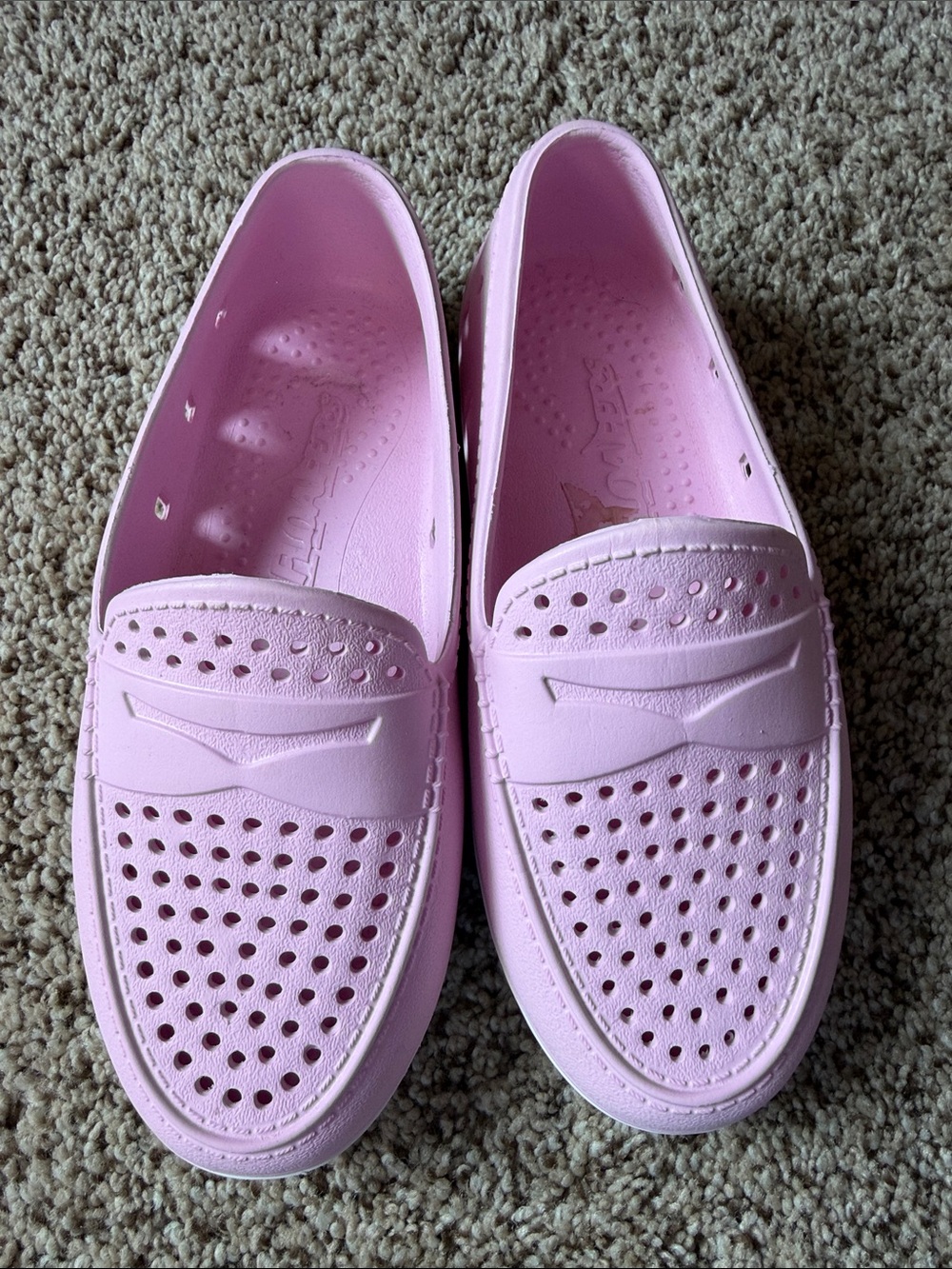 Floafers Girls Lightweight Perforated Pink Slip-On Loafers Size 2 Beach Summer